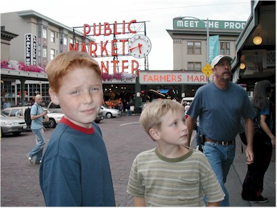 Dunn and Zach at Pike's Place Market.